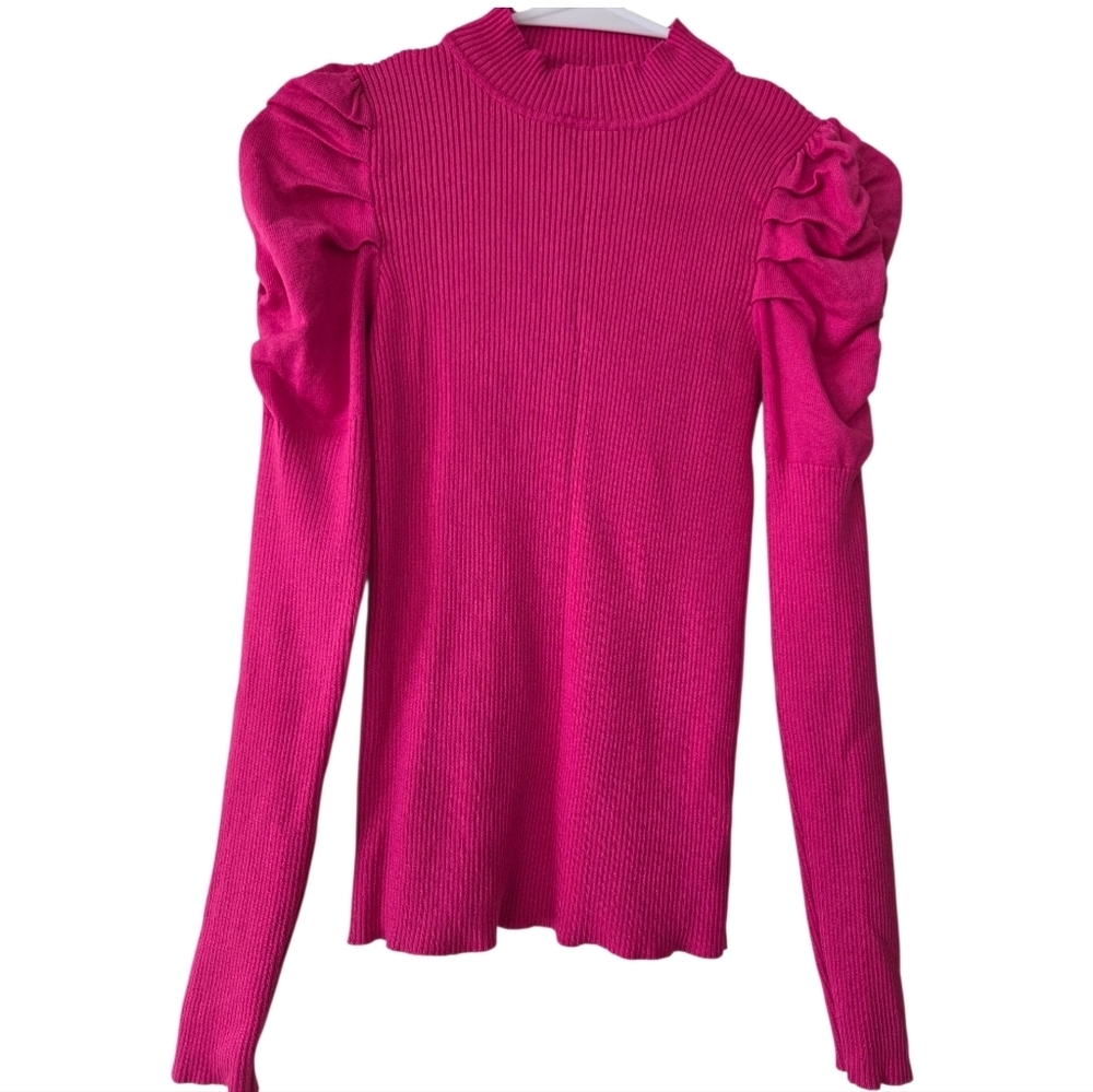 Jolie & Joy Hot Pink Ribbed Mock Neck Sweater - Size M